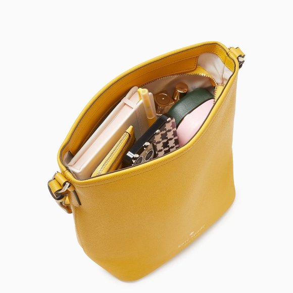 New Kate Spade Max Duffel Crossbody Pebble Leather Sunflower Field - Picture 3 of 3